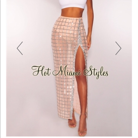 Hot Miami Styles Dresses & Skirts - Hot Miami Styles Sequin Caged Maxi Skirt